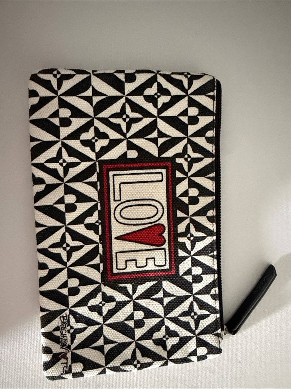 Brighton Black and White LOVE Zip Wristlet